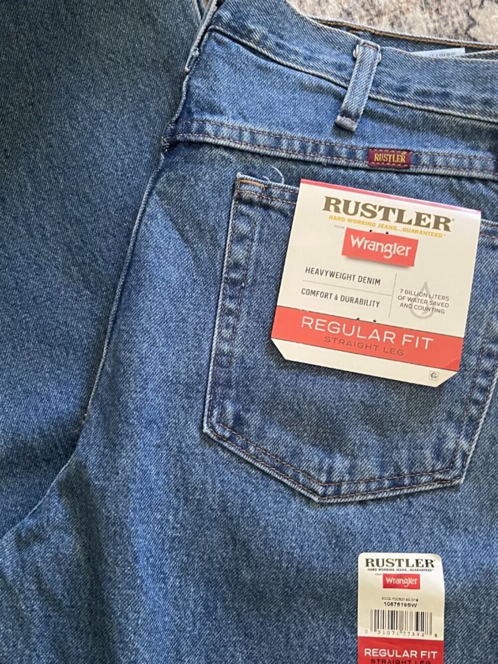 Men's 34x34 Rustler by Wrangler Regular Fit Straight Leg Jean Heavyweight T7